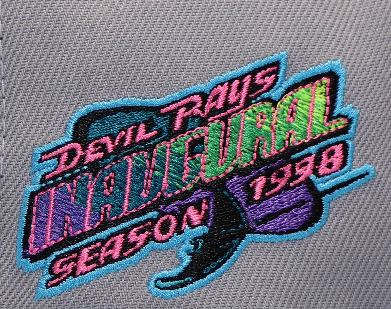 TAMPA BAY DEVIL RAYS (GREY) (1998 INAUGURAL SEASON) NEW ERA 59FIFTY FITTED (NEON BOTTOM)