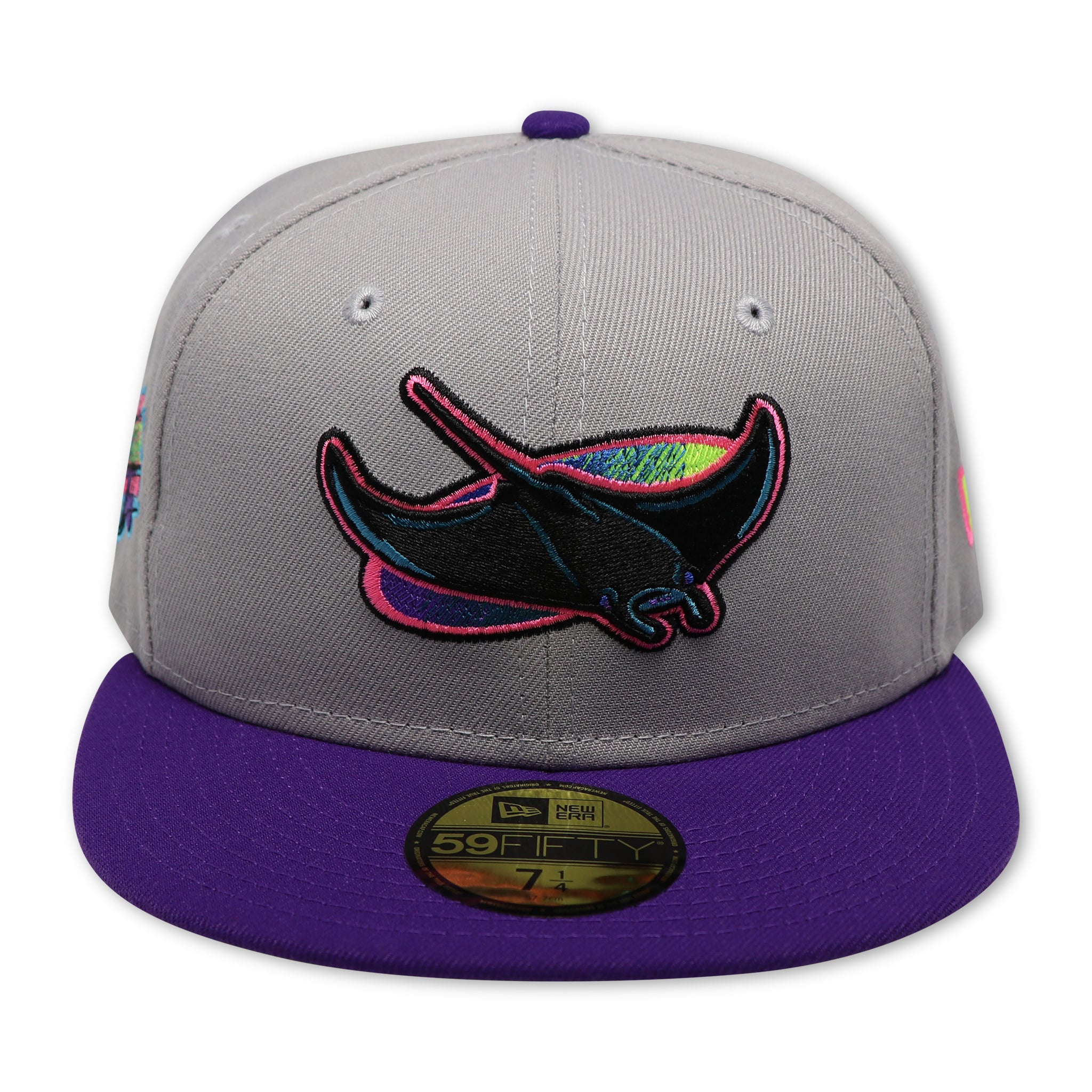 TAMPA BAY DEVIL RAYS (GREY) (1998 INAUGURAL SEASON) NEW ERA 59FIFTY FITTED (NEON BOTTOM)