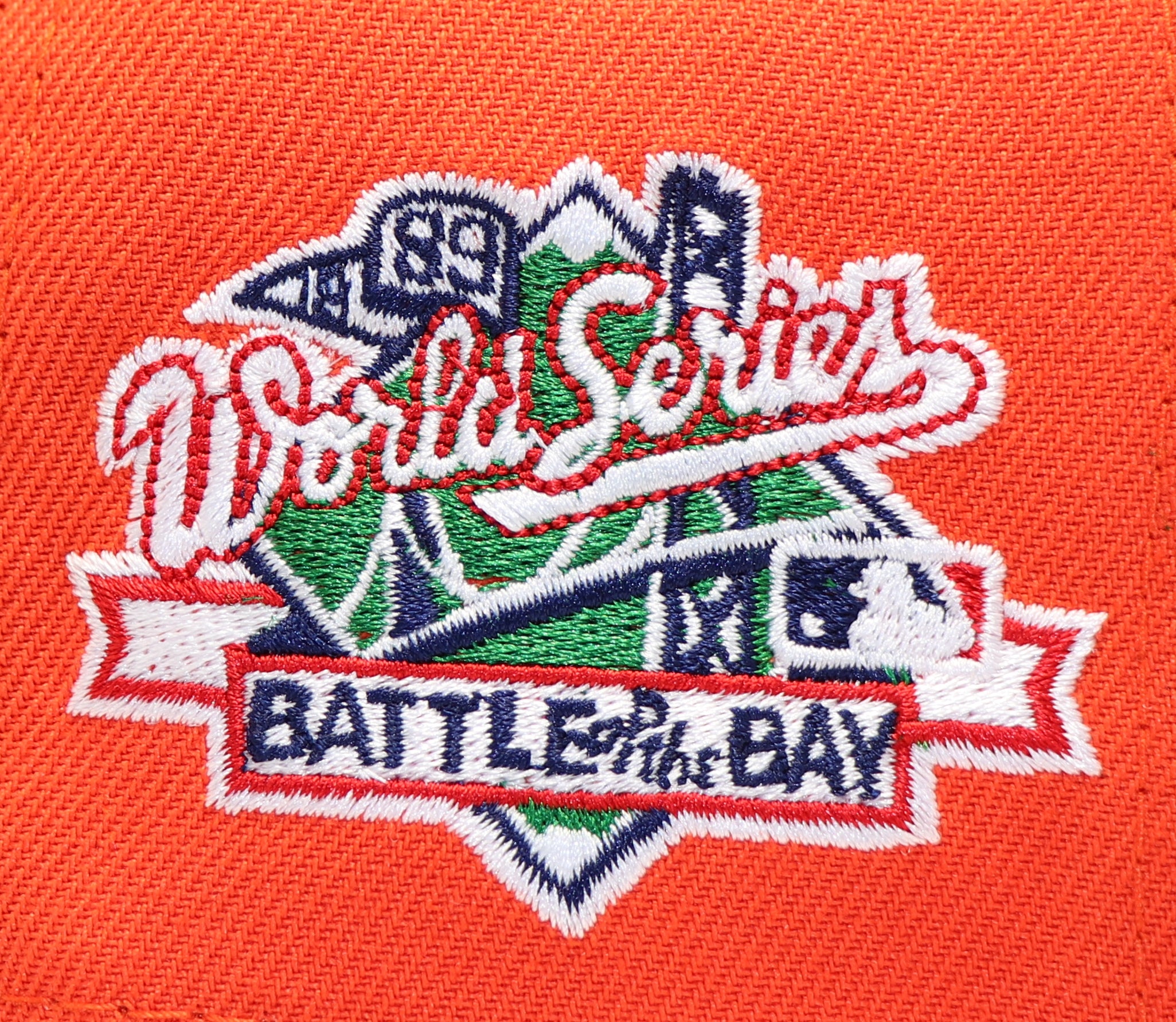 SAN FRANCISCO GIANTS (ORANGE) "1989 WORLDSERIES X BATTLE OF THE BAYS) NEW ERA 59FIFTY FITTED (GREEN UNDER VISOR)