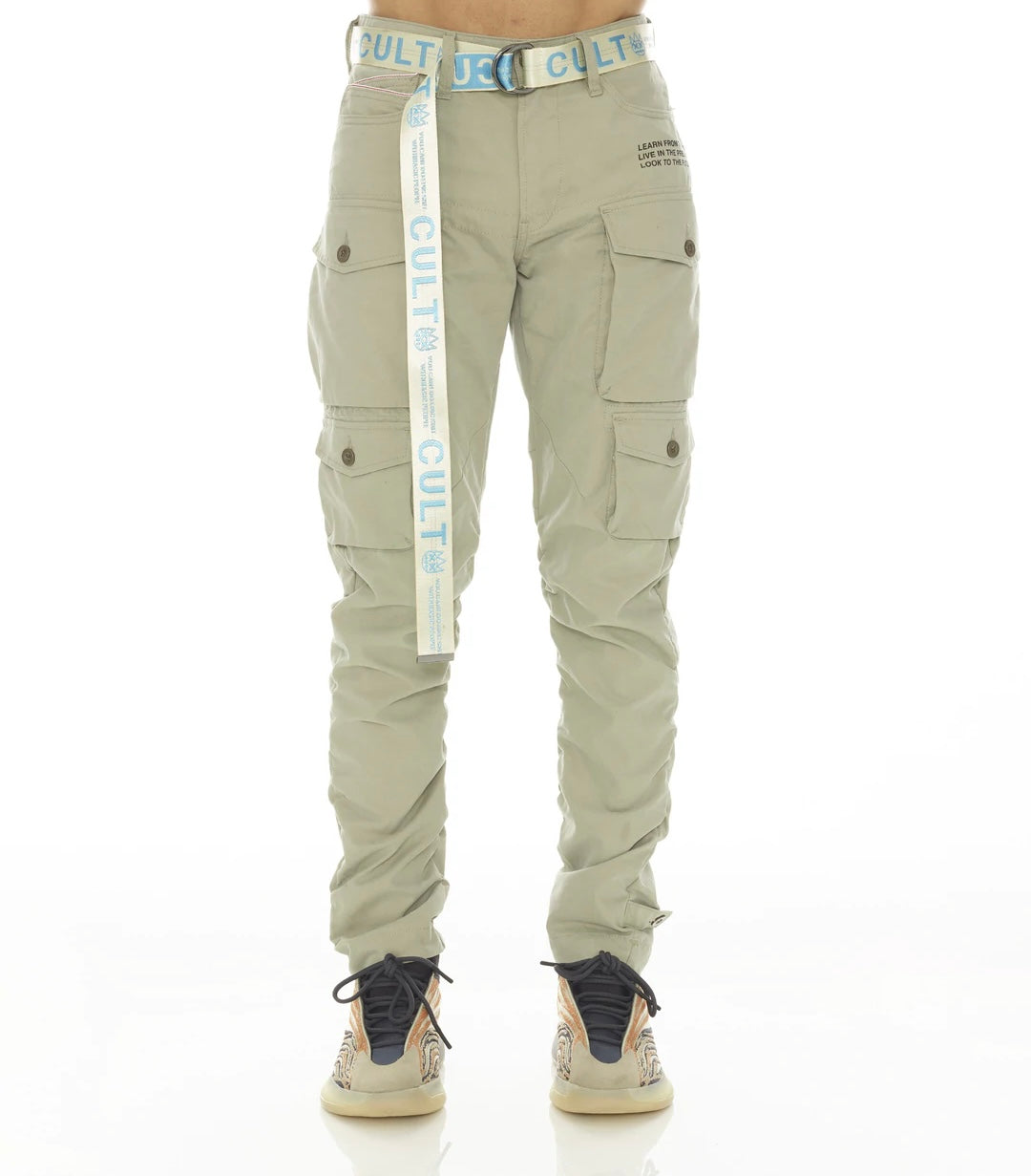 CULT OF INDIVIDUALITY "ROCKER" CARGO RIDGED /W DUSTY PINK BELT IN BASIL