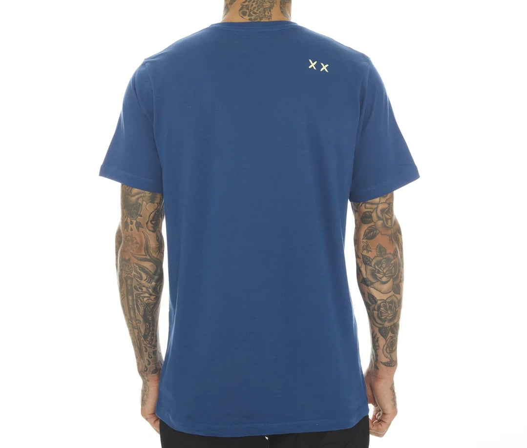 CULT OF INDIVIDUALITY "SHIMUCHAN" LOGO TEE IN COBALT, BLUE