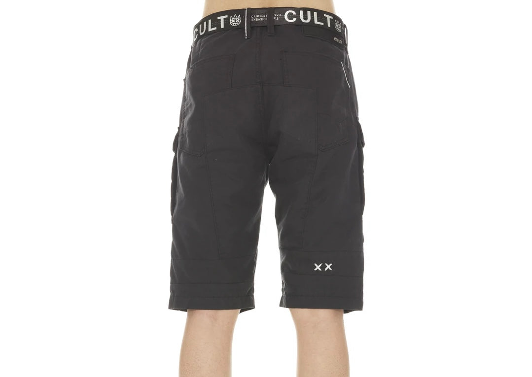 CULT OF INDIVIDUALITY RIDGED CARGO SHORT W/BELT IN BLACK