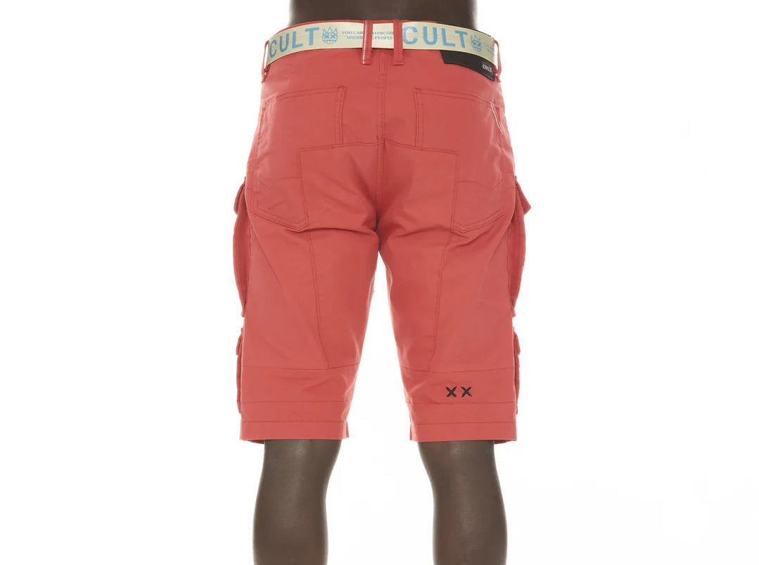 CULT OF INDIVIDUALITY RIDGED CARGO SHORT W/BELT IN CORAL