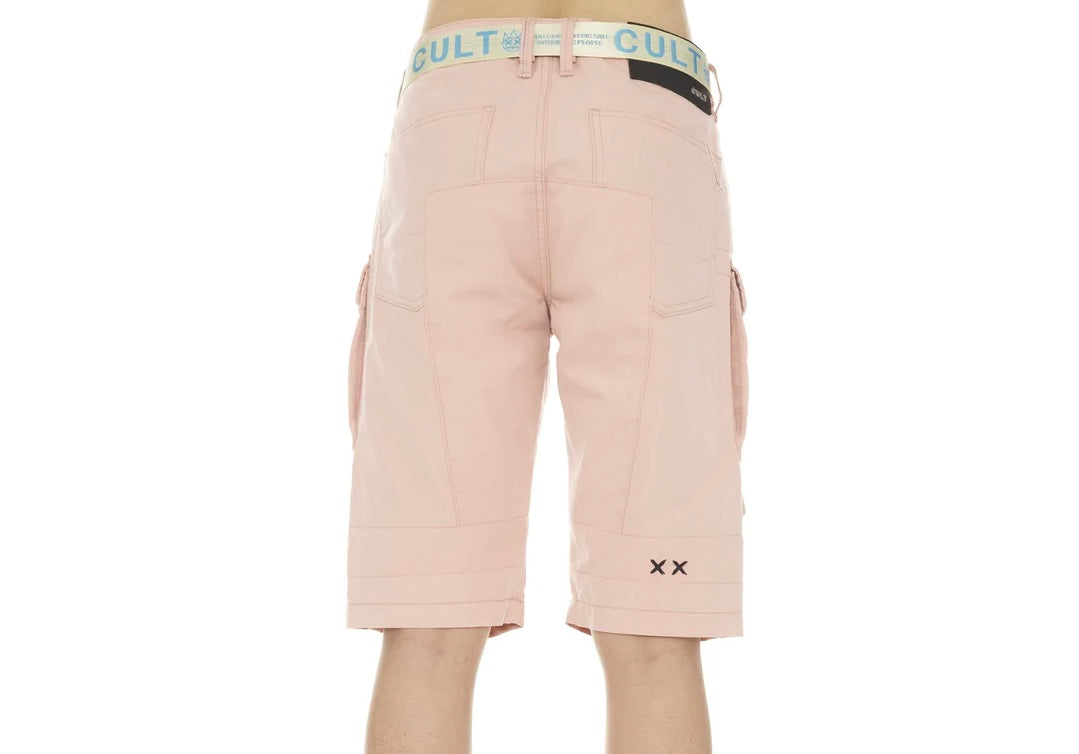 CULT OF INDIVIDUALITY RIDGED CARGO SHORT W/BELT IN SALMON