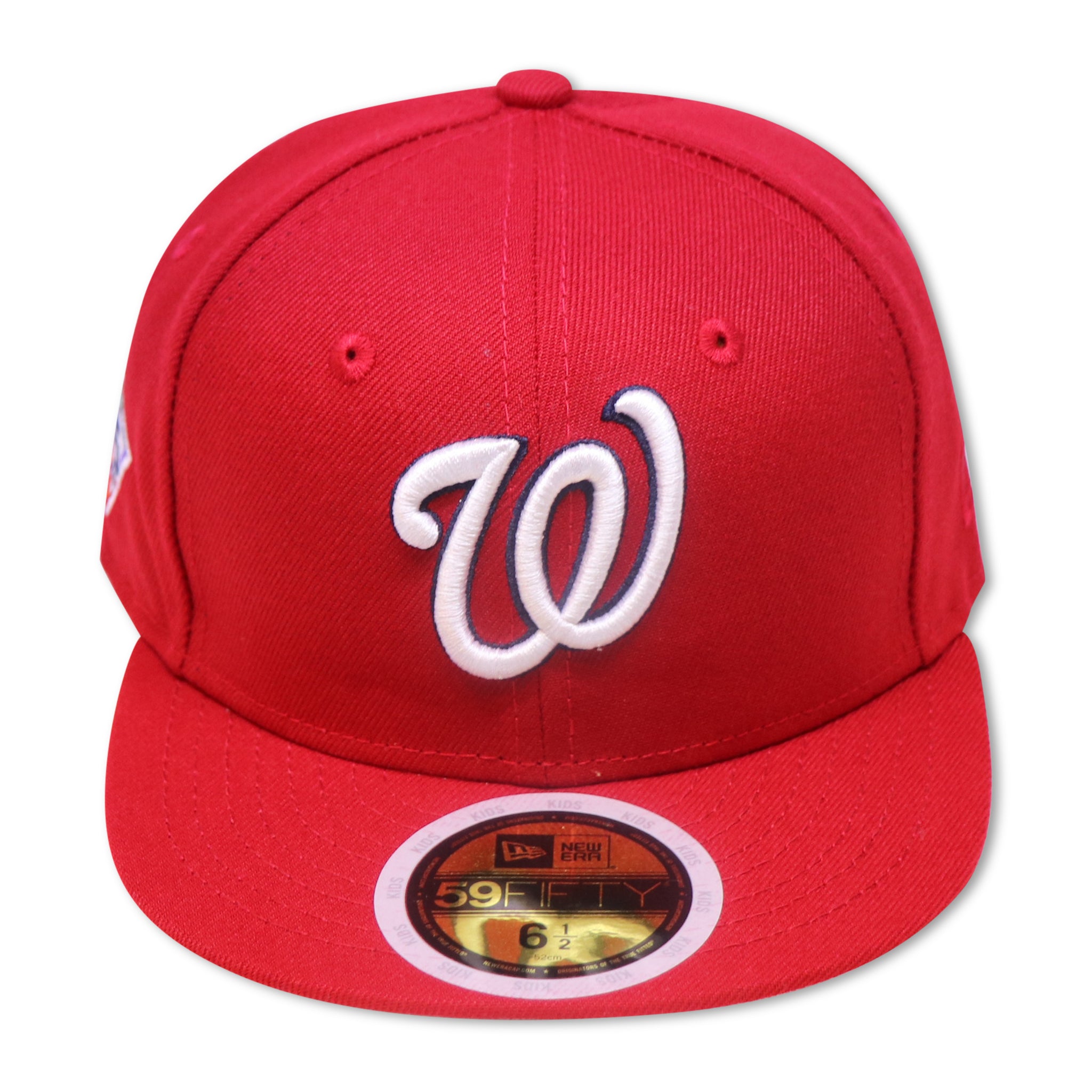 KIDS - WASHINGTON NATIONALS RED "2019 WORLD SERIES" NEW ERA 59FIFTY FITTED (PINK BOTTOM)