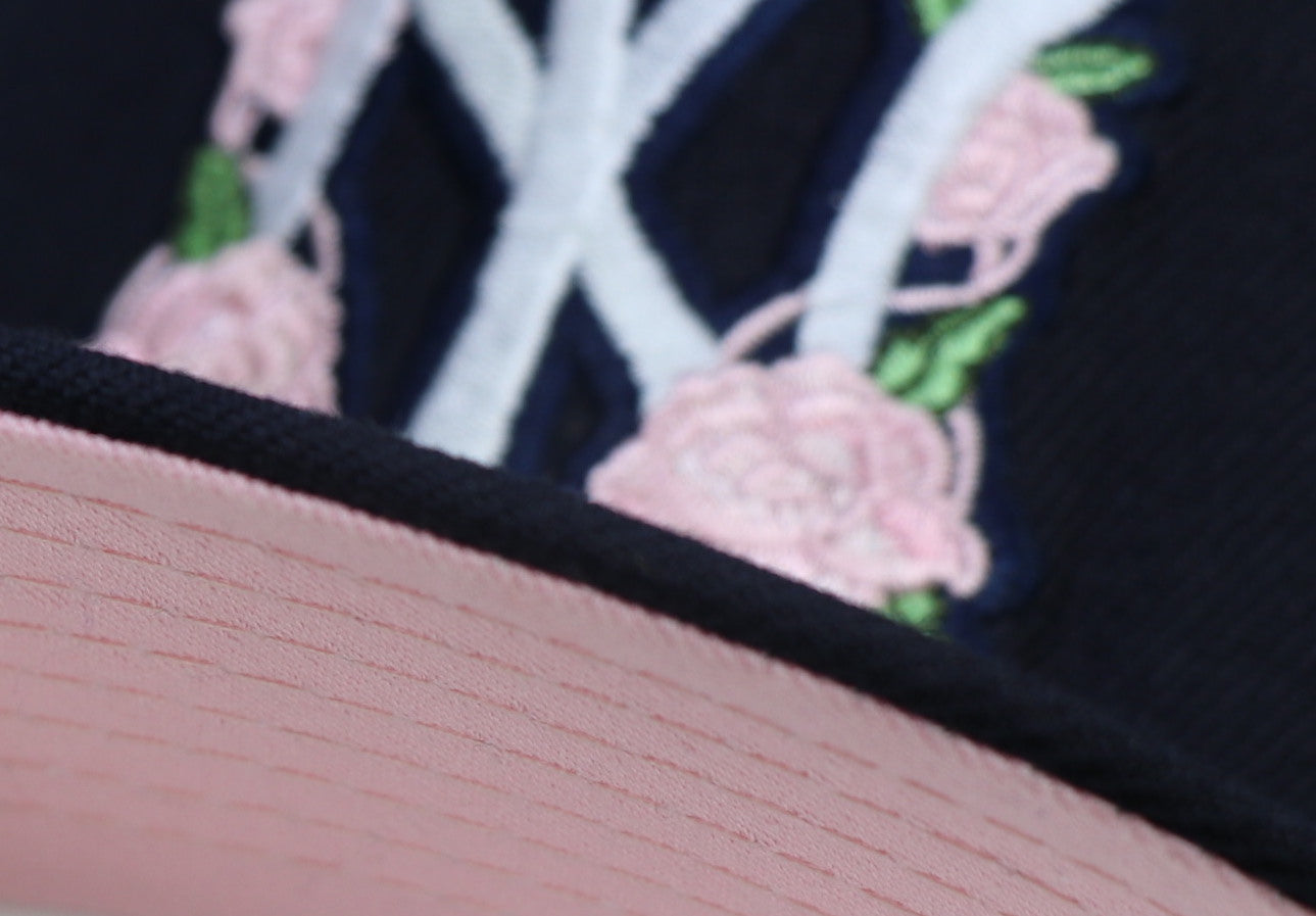 NEW YORK YANKEES (NAVY) (27X CHAMPS) "ROSE-LOGO" NEW ERA 59FIFTY FITTED (PINK UNDER VISOR)