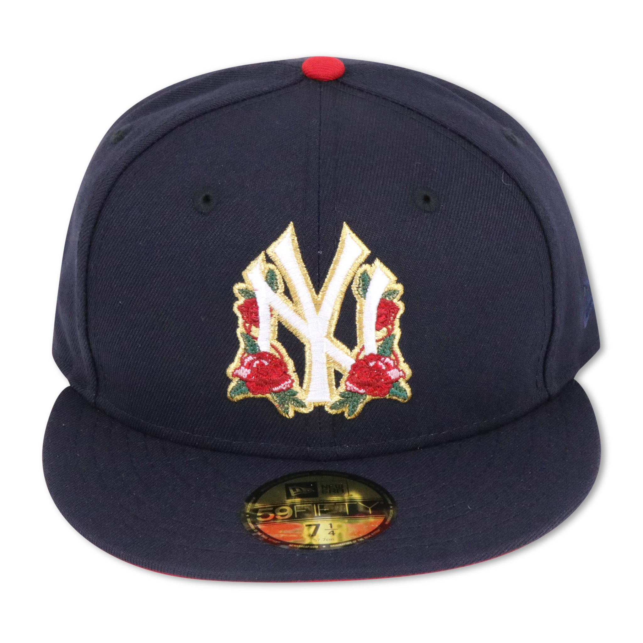 NEW YORK YANKEES (NAVY) "ROSE-LOGO" NEW ERA 59FIFTY FITTED (RED BOTTOM)