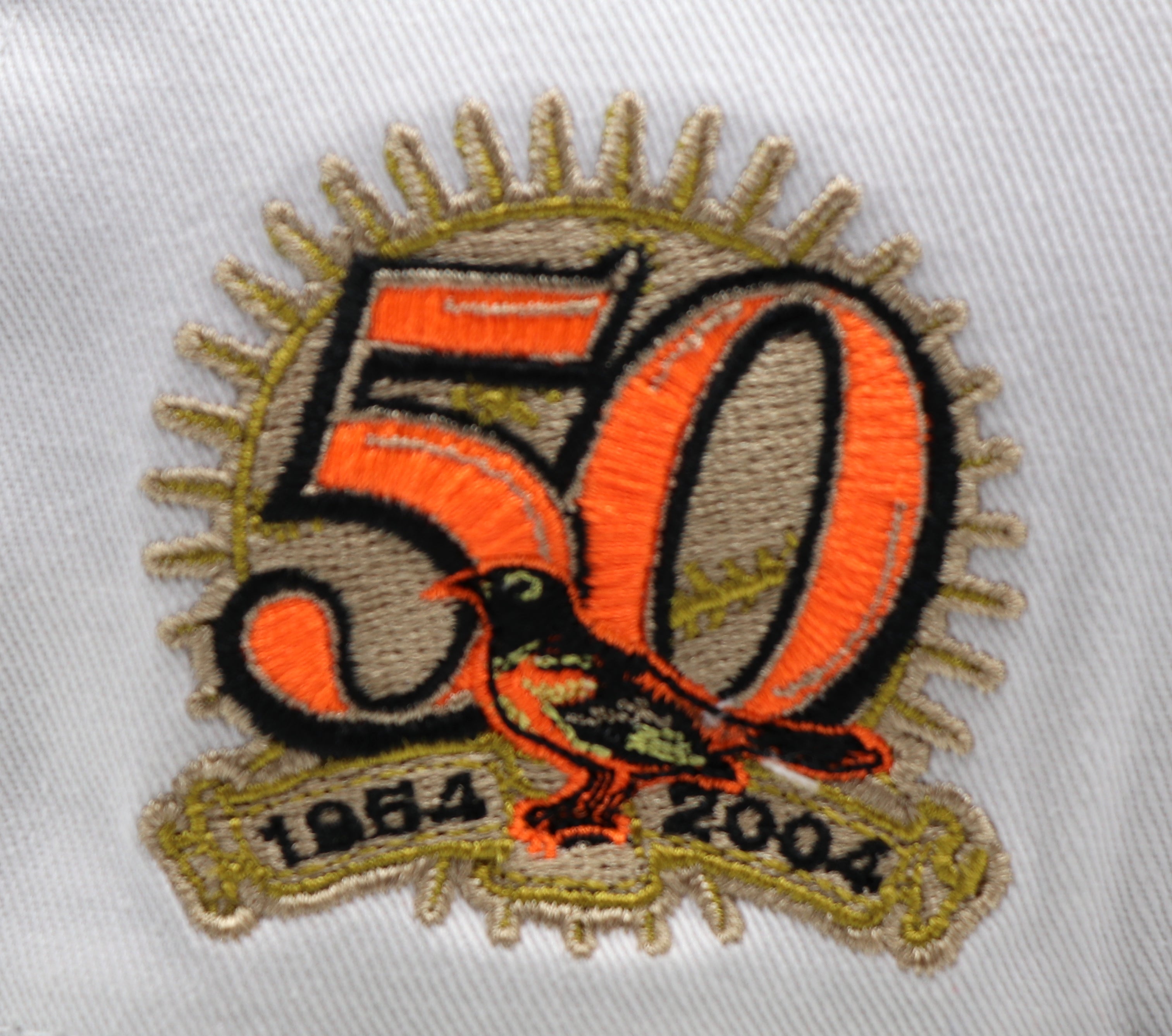 BALTIMORE ORIOLES "50TH ANNIVERSARY" NEW ERA 50FIFTY FITTED ( NEON ORANGE UNDER VISOR)