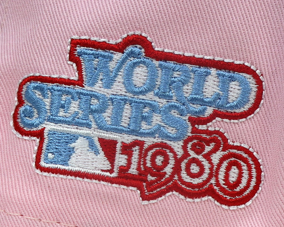 PHILADELHIA PHILLIES (PINK) "1980 WORLDSERIES" NEW ERA 59FIFTY FITTED (SKY BLUE UNDER VISOR))