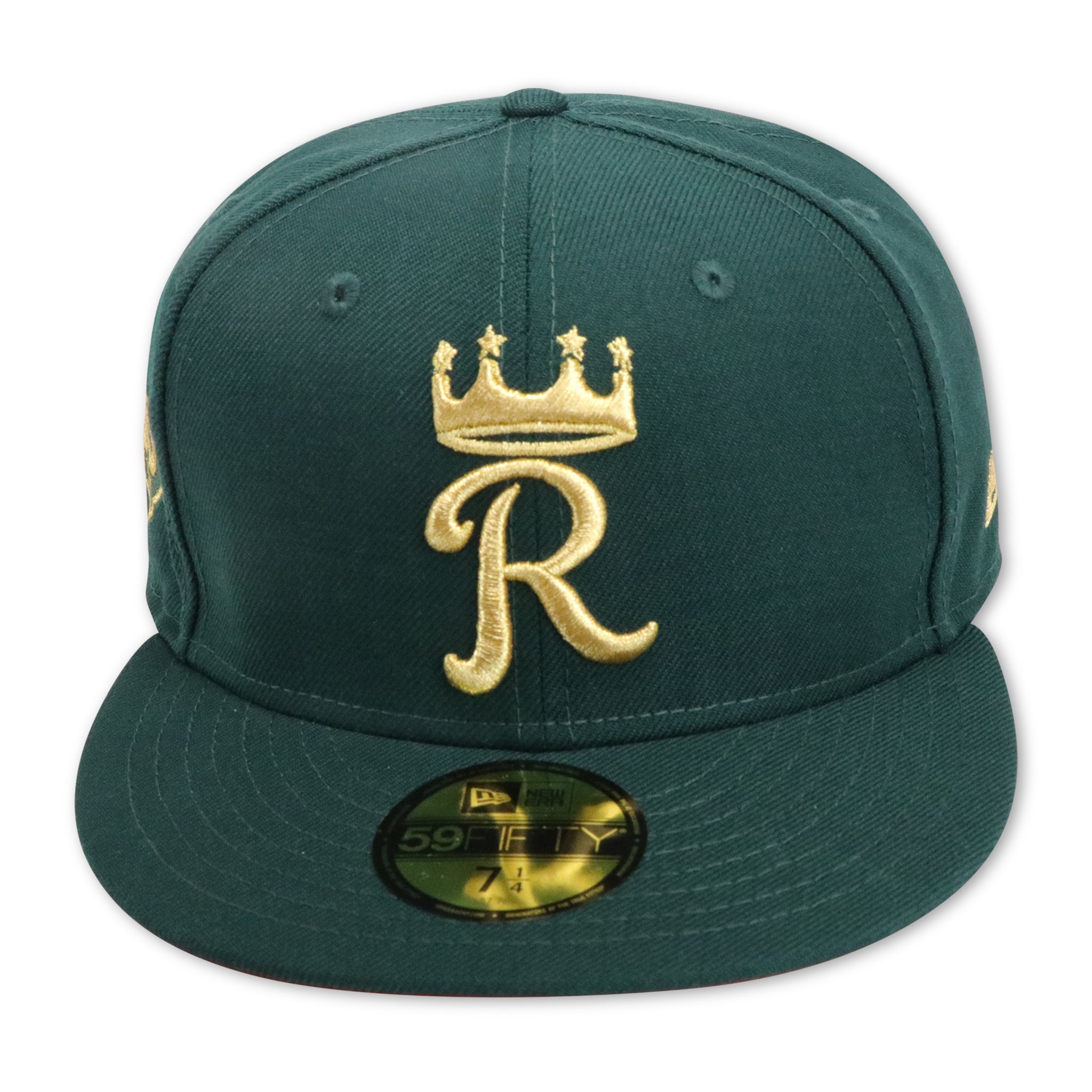 KANSAS CITY ROYALS (DARK GREEN) "50TH ANN" NEW ERA 59FIFTY FITTED (RED UNDER VISOR)