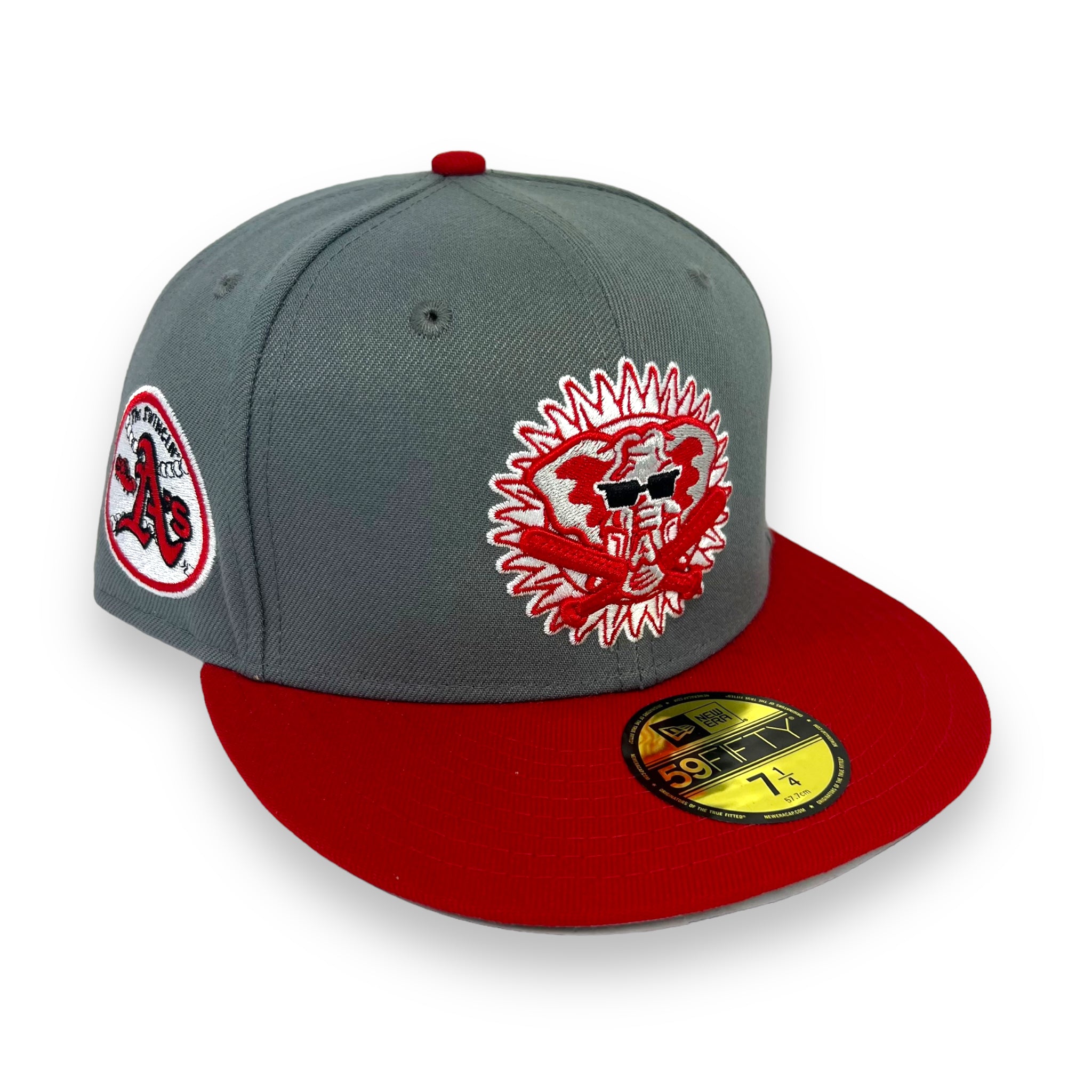 OAKLAND ATHLETICS (S-GREY) NEW ERA 59FIFTY FITTED (RED VISOR)