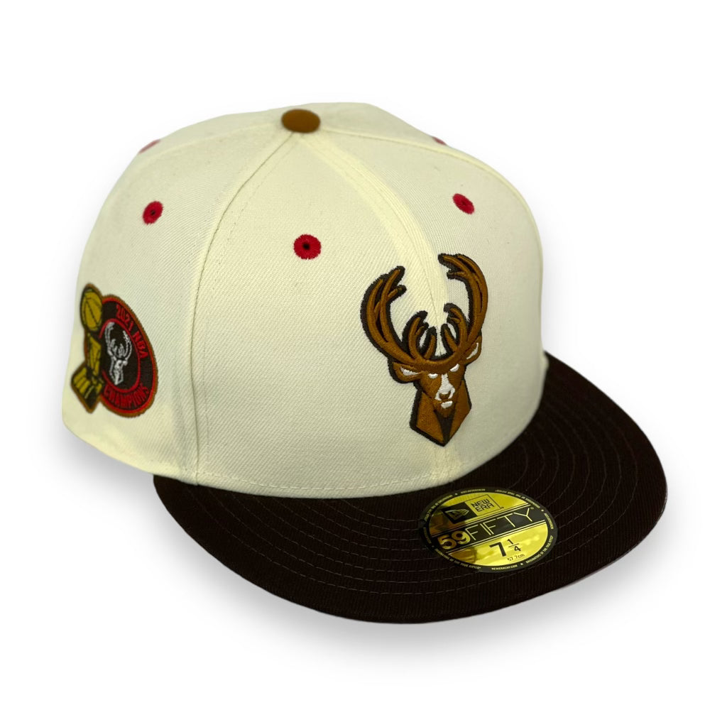 MILWAUKEE BUCKS "2021  NBA CHAMPIONS" NEW ERA 59FIFTY FITTED (TEA PEANUT VISOR)