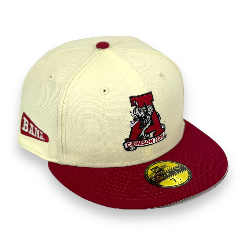 ALABAMA CRIMSON TIDE (OFF-WHITE) NEW ERA 59FIFTY FITTED (RED VISOR)
