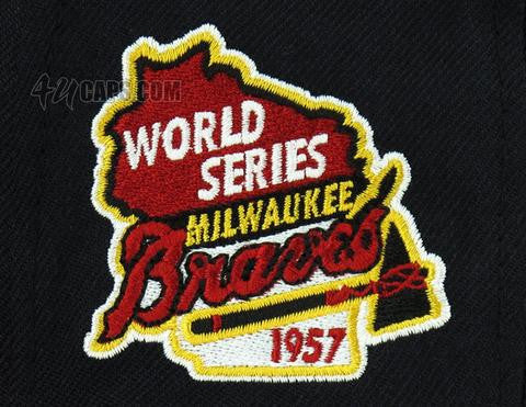 MILWAUKEE BRAVES 1957 WORLD SERIES NEW ERA 59FIFTY FITTED GREEN UNDER 4ucaps