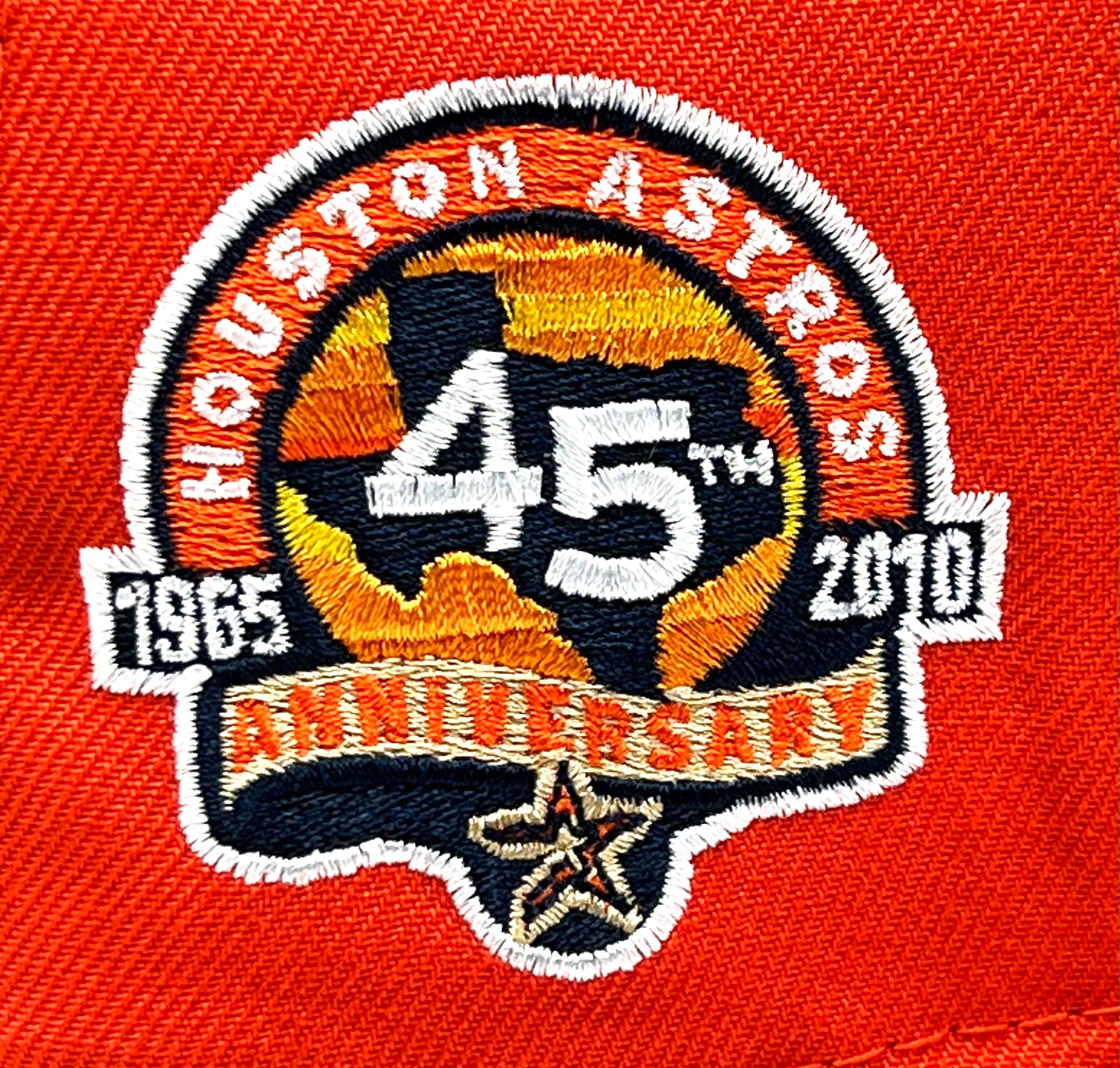 HOUSTON ASTROS (ORANGE) (45TH ANN) "1965-2010" NEW ERA 59FIFTY FITTED (YELLOW UNDER VISOR)