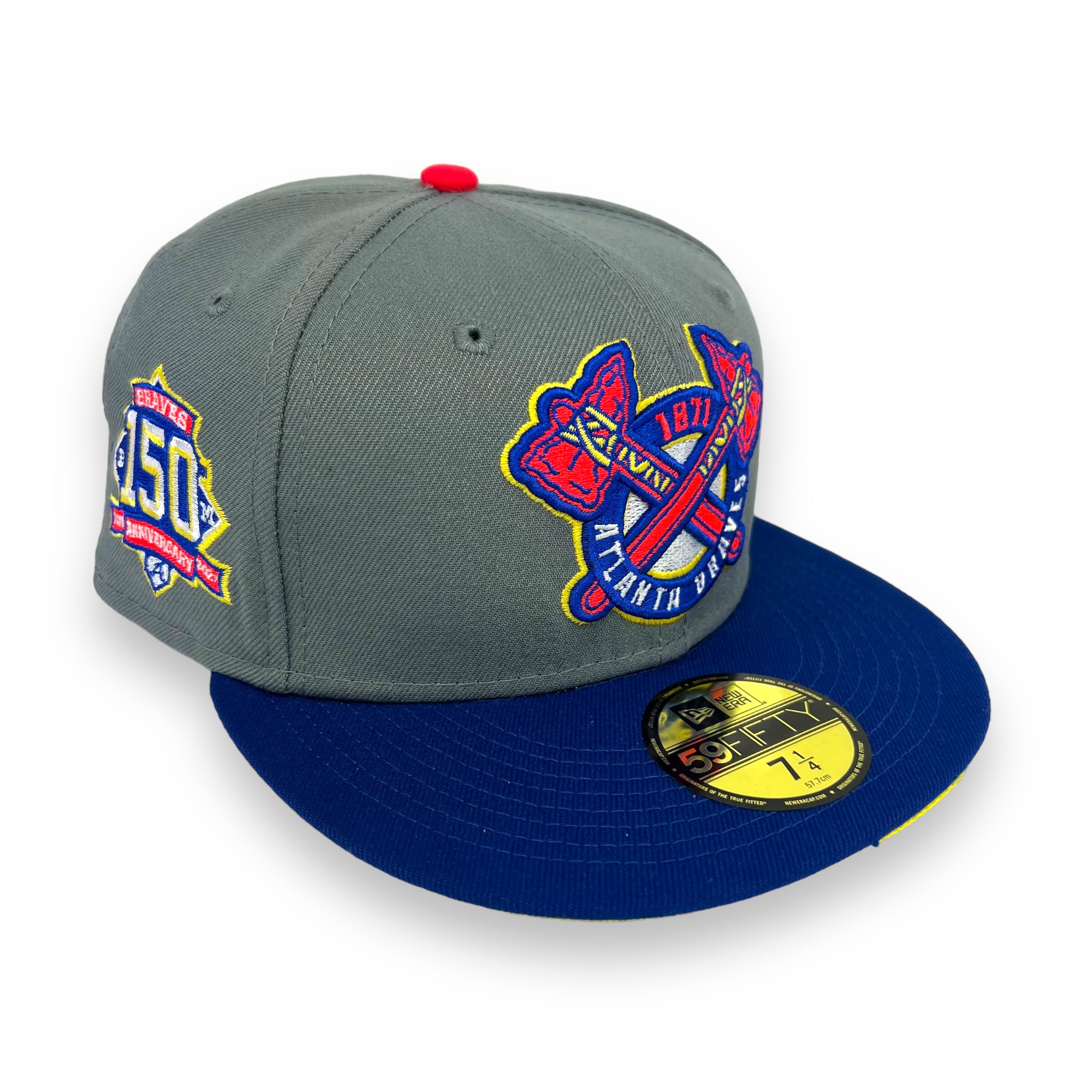 ATLANTA BRAVES (GREY) (150TH ANNIVERSARY) NEW ERA 59FIFTY FITTED (YELLOW  UNDER VISOR)