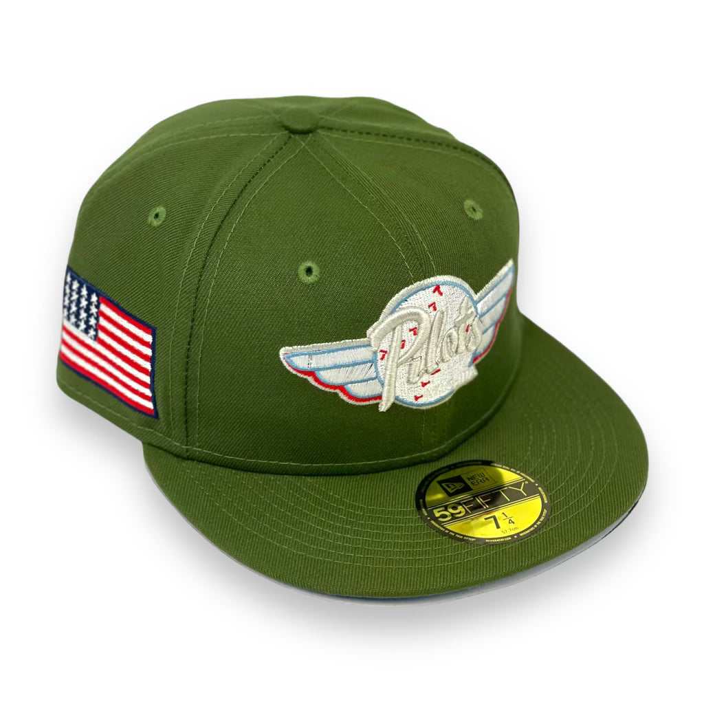 WICHITA PILOTS (OLIVE) NEW ERA 59FIFTY FITTED (SKY BLUE UNDER) (S)