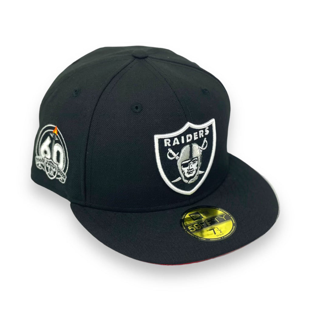 LAS VEGAS RAIDERS "60TH ANNIVERSARY " NEW ERA  59FIFTY FITTED (RED BOTTOM)