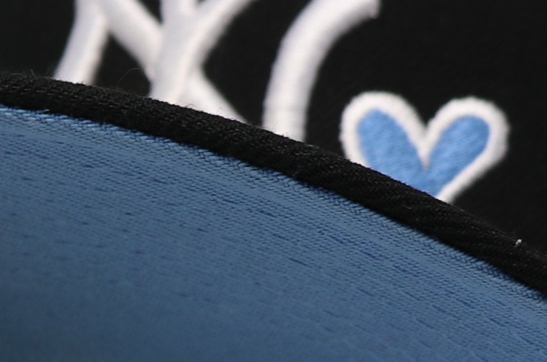 NEW YORK YANKEES (BLK/WHT) "LOVE OF THE GAME" NEW ERA 59FIFTY FITTED (SKY BLUE UNDER VISOR)