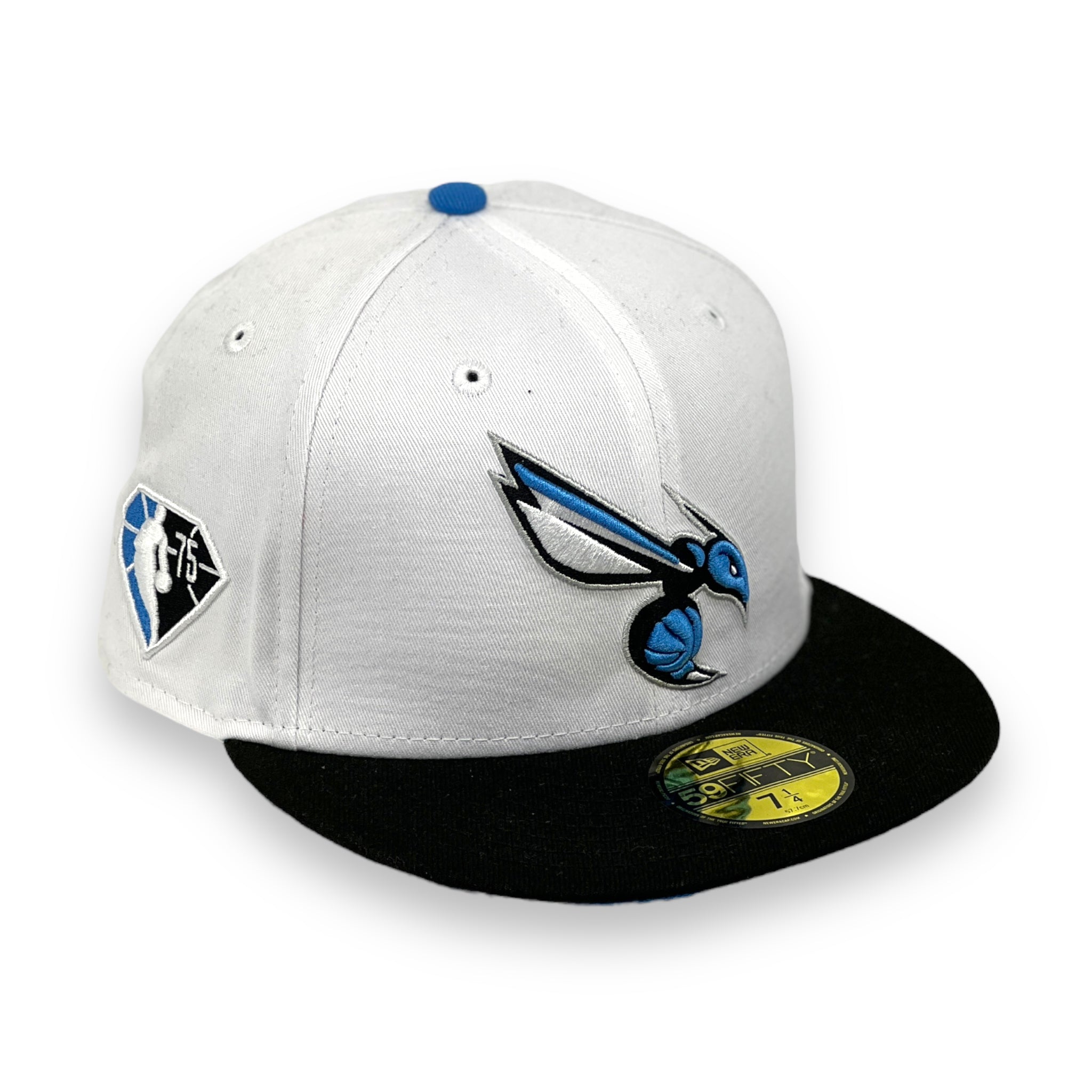 CHARLOTTE HORNETS "NBA 75TH ANNIVERSARY" NEW ERA 59FIFTY FITTED (AF-BLUE UNDER VISOR)