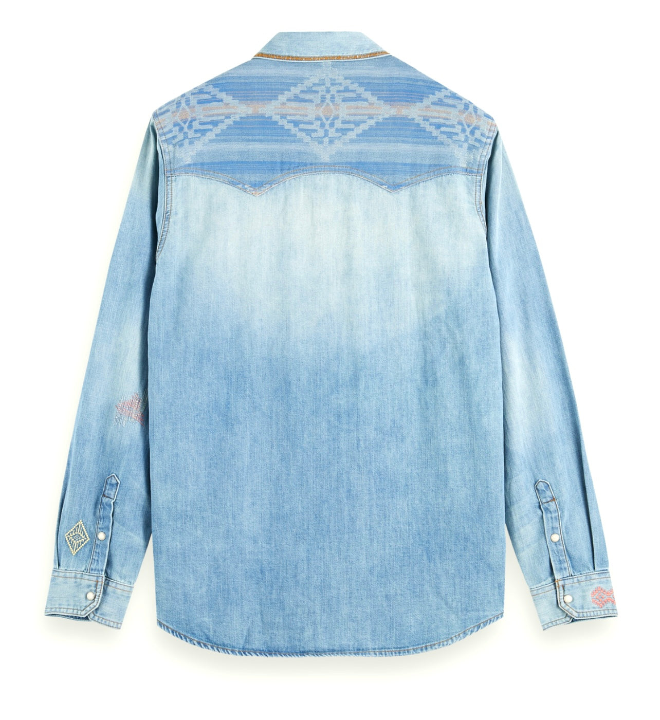 SCOTCH&SODA IKAT DETAIL DENIM SHIRT